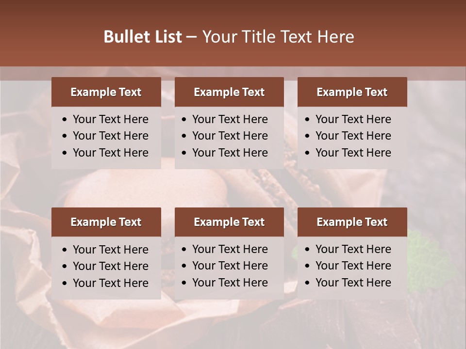 A Table Topped With Cookies And Chocolates On Top Of A Wooden Table PowerPoint Template