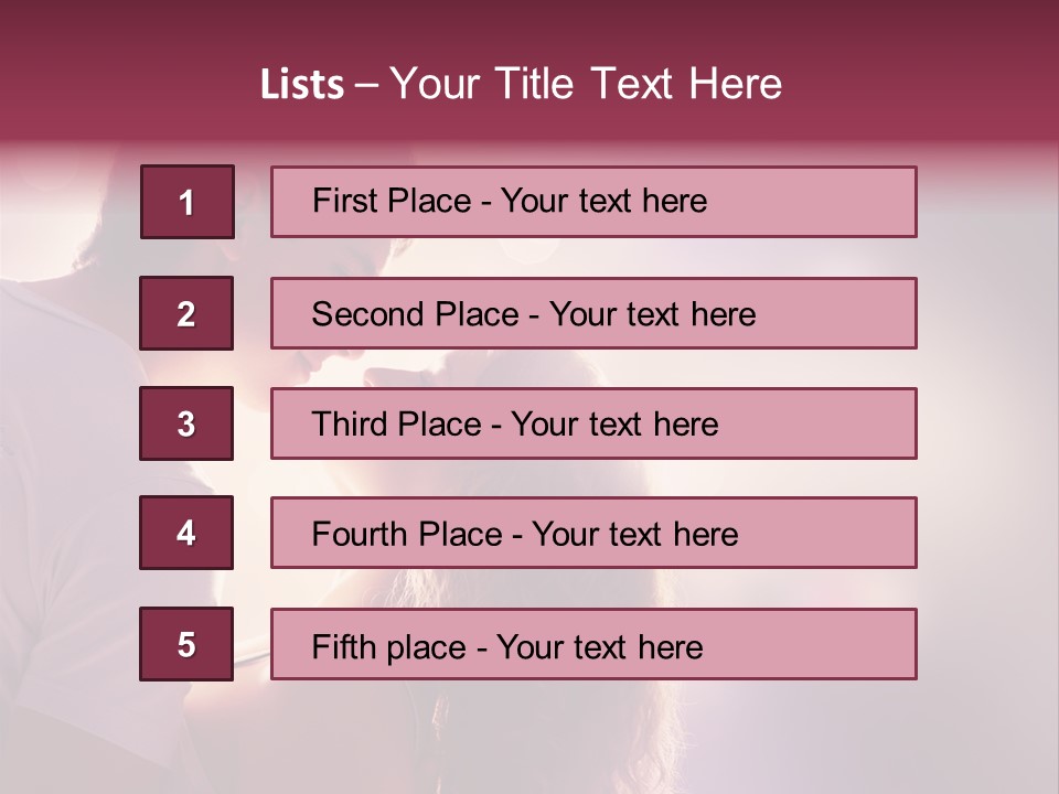 A Man And A Woman Kissing In Front Of A Bright Background PowerPoint Template