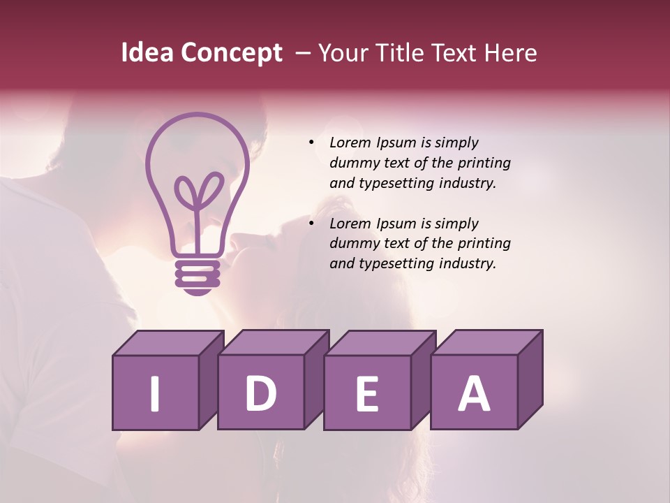 A Man And A Woman Kissing In Front Of A Bright Background PowerPoint Template