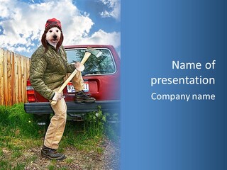 A Man Holding A Baseball Bat Sitting On The Back Of A Truck PowerPoint Template