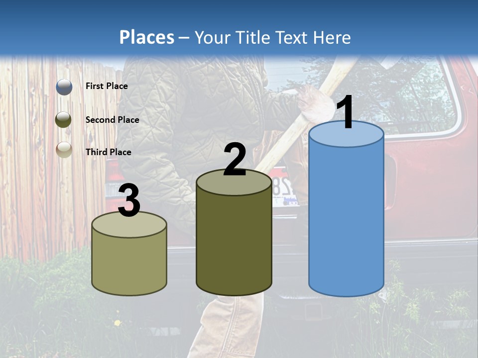 A Man Holding A Baseball Bat Sitting On The Back Of A Truck PowerPoint Template