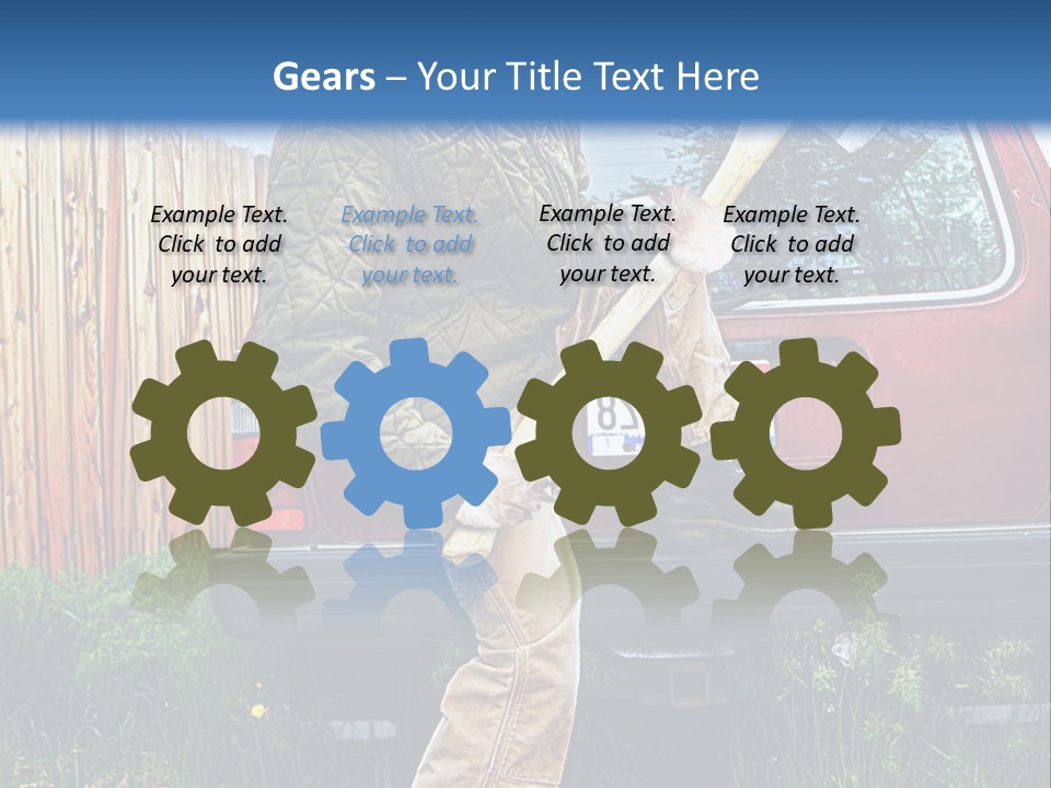 A Man Holding A Baseball Bat Sitting On The Back Of A Truck PowerPoint Template