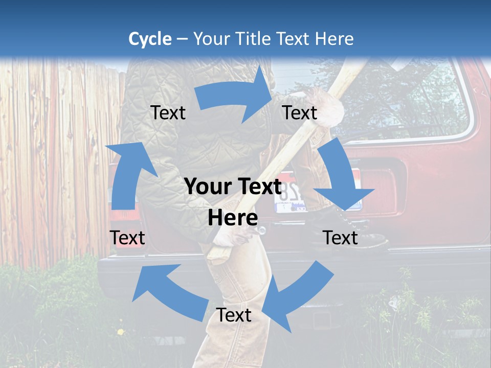 A Man Holding A Baseball Bat Sitting On The Back Of A Truck PowerPoint Template