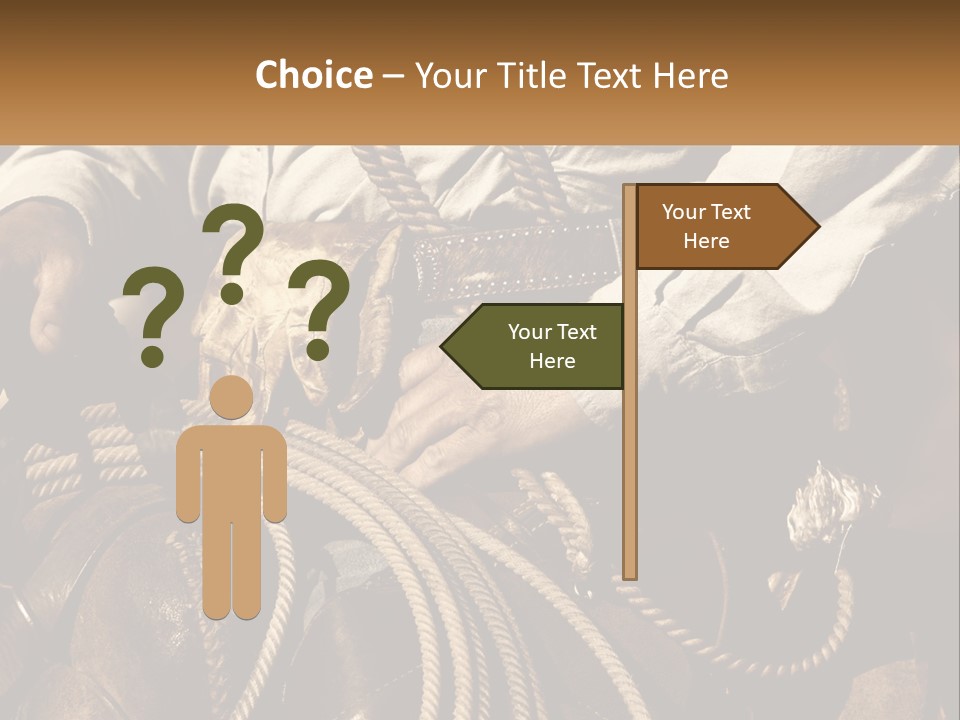 A Man Is Sitting On A Horse Holding A Rope PowerPoint Template