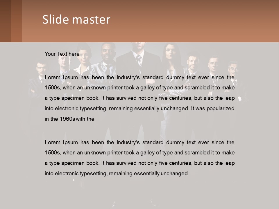 A Group Of Business People Standing In Front Of A Black Background PowerPoint Template