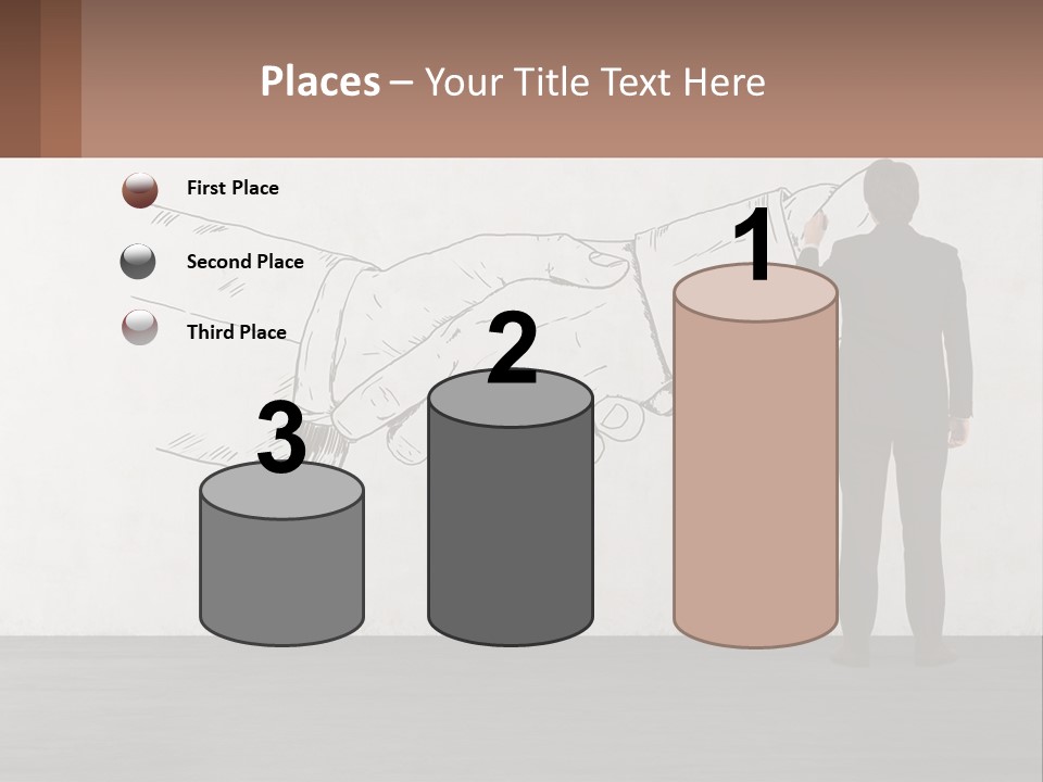 A Man In A Business Suit Standing In Front Of A Wall With A Drawing Of PowerPoint Template