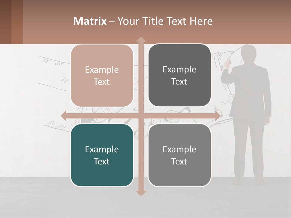 A Man In A Business Suit Standing In Front Of A Wall With A Drawing Of PowerPoint Template