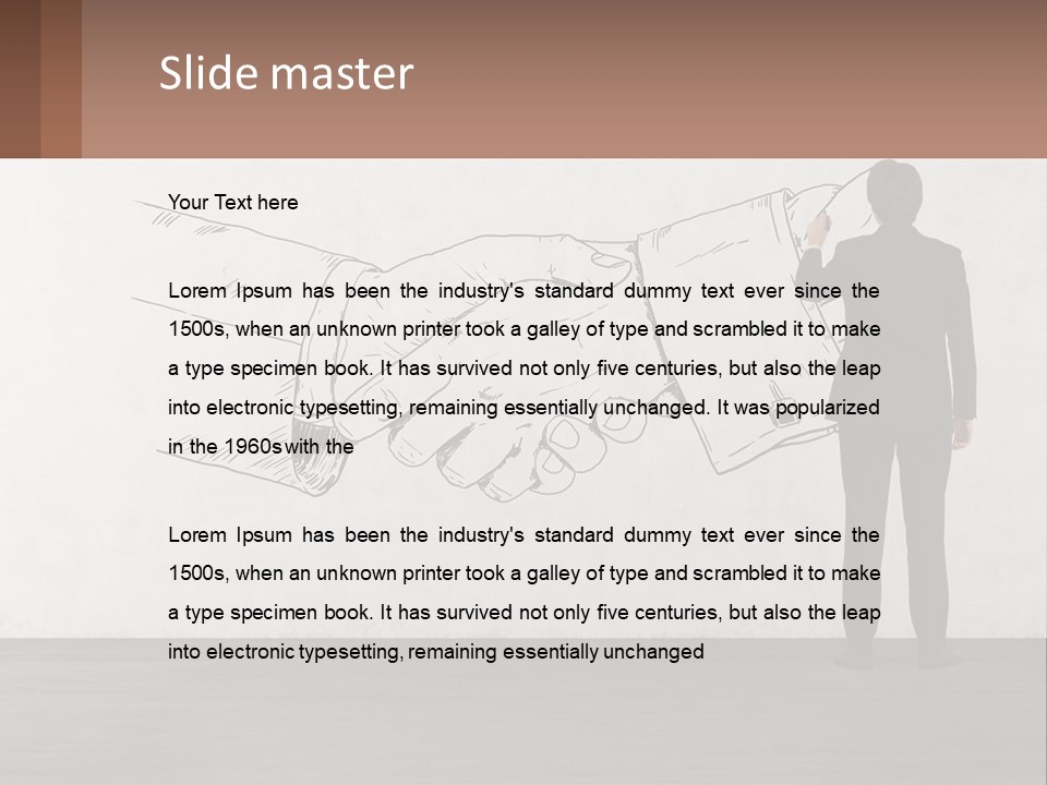 A Man In A Business Suit Standing In Front Of A Wall With A Drawing Of PowerPoint Template