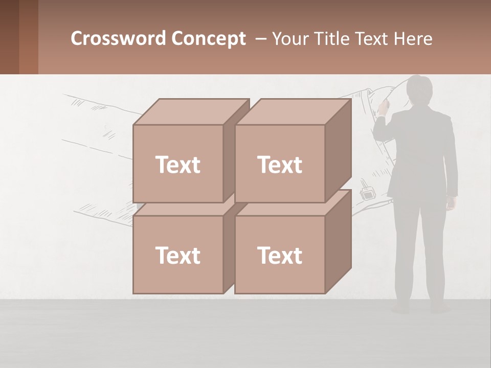A Man In A Business Suit Standing In Front Of A Wall With A Drawing Of PowerPoint Template