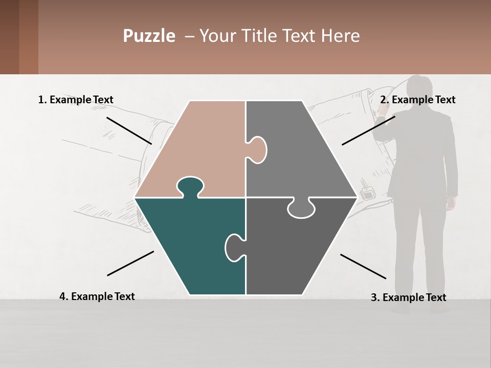 A Man In A Business Suit Standing In Front Of A Wall With A Drawing Of PowerPoint Template