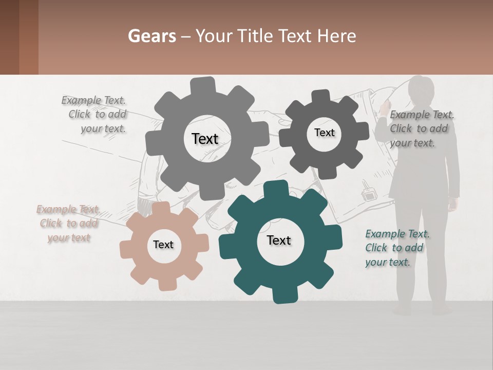 A Man In A Business Suit Standing In Front Of A Wall With A Drawing Of PowerPoint Template
