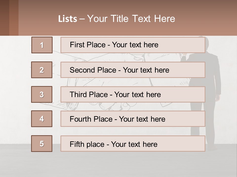 A Man In A Business Suit Standing In Front Of A Wall With A Drawing Of PowerPoint Template