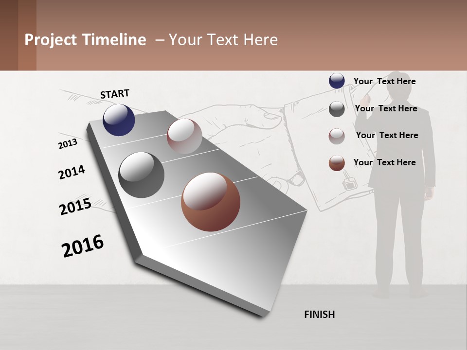 A Man In A Business Suit Standing In Front Of A Wall With A Drawing Of PowerPoint Template