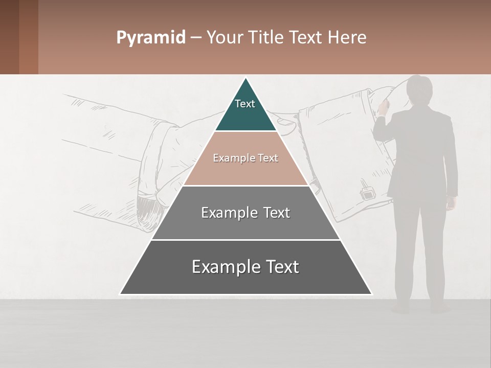 A Man In A Business Suit Standing In Front Of A Wall With A Drawing Of PowerPoint Template
