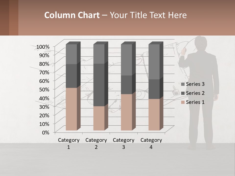 A Man In A Business Suit Standing In Front Of A Wall With A Drawing Of PowerPoint Template