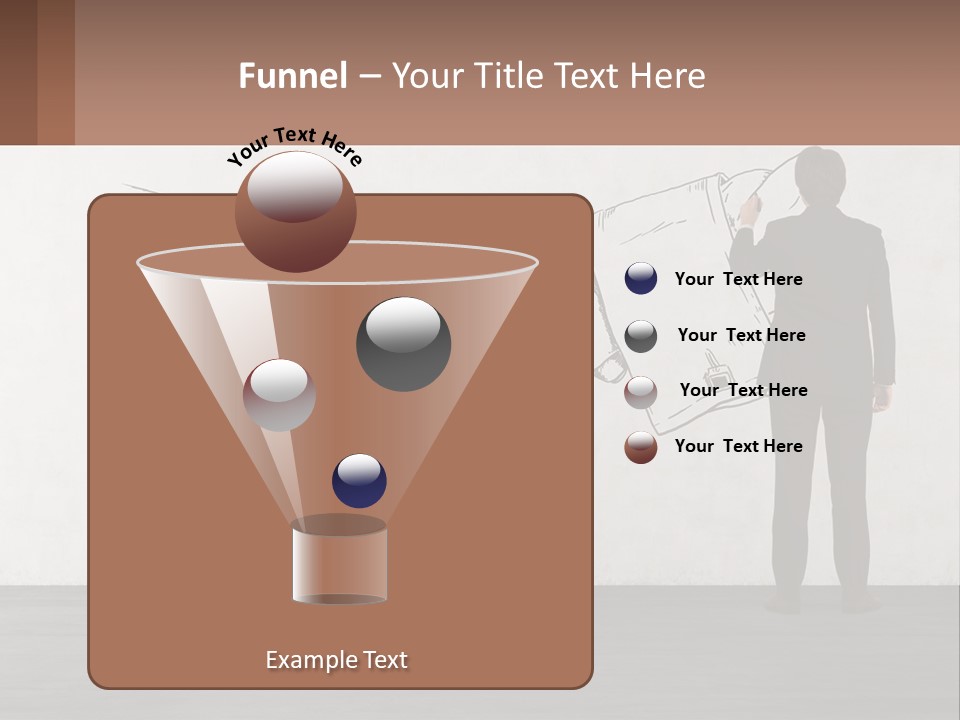 A Man In A Business Suit Standing In Front Of A Wall With A Drawing Of PowerPoint Template