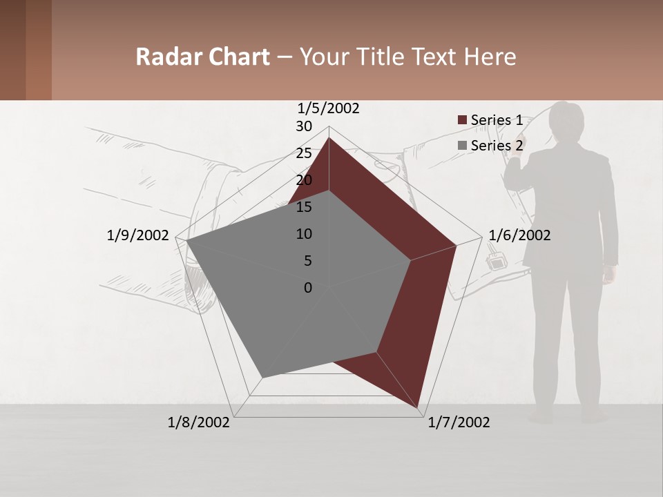 A Man In A Business Suit Standing In Front Of A Wall With A Drawing Of PowerPoint Template