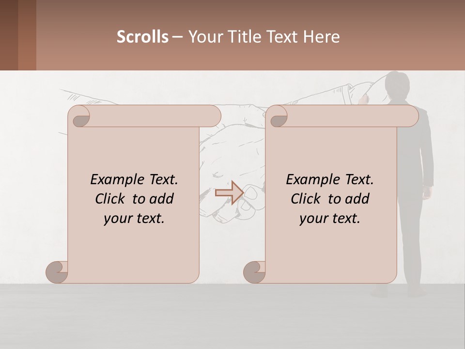 A Man In A Business Suit Standing In Front Of A Wall With A Drawing Of PowerPoint Template