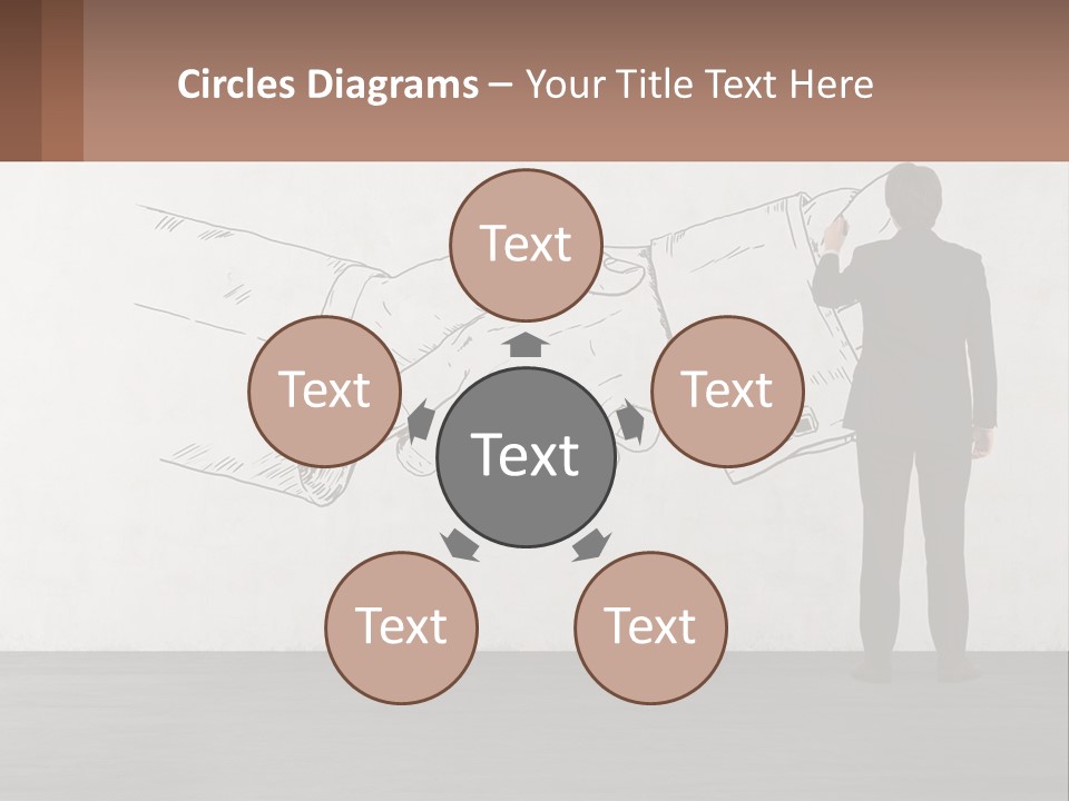 A Man In A Business Suit Standing In Front Of A Wall With A Drawing Of PowerPoint Template