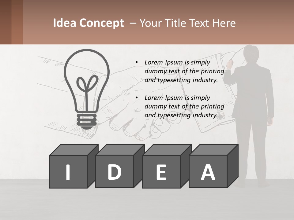 A Man In A Business Suit Standing In Front Of A Wall With A Drawing Of PowerPoint Template