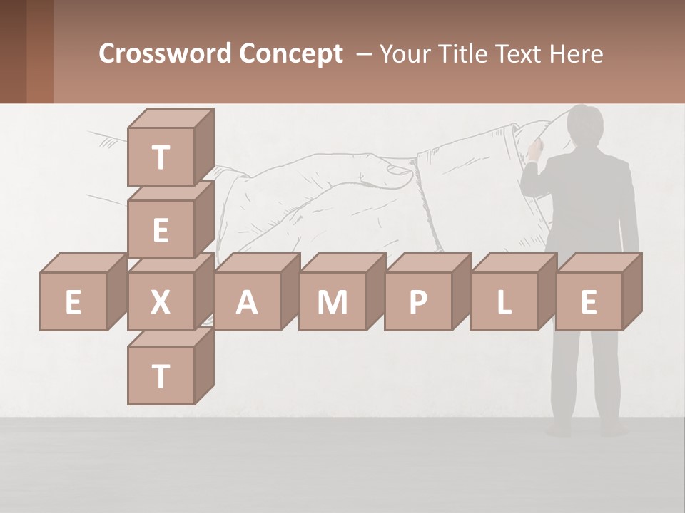 A Man In A Business Suit Standing In Front Of A Wall With A Drawing Of PowerPoint Template