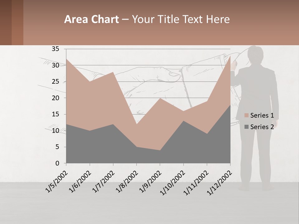 A Man In A Business Suit Standing In Front Of A Wall With A Drawing Of PowerPoint Template