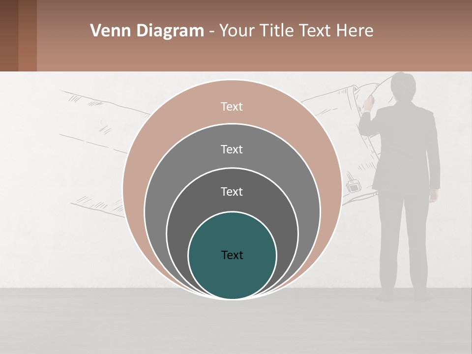 A Man In A Business Suit Standing In Front Of A Wall With A Drawing Of PowerPoint Template