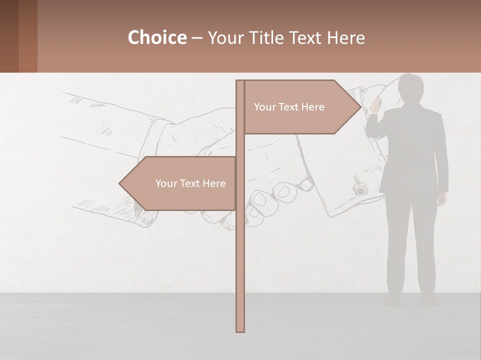 A Man In A Business Suit Standing In Front Of A Wall With A Drawing Of PowerPoint Template