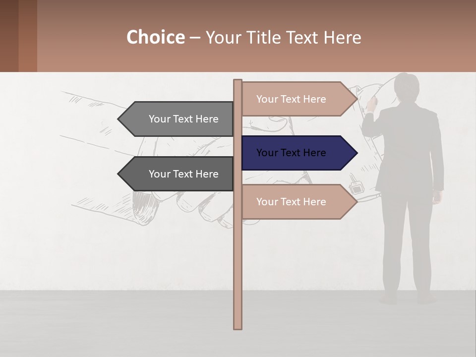 A Man In A Business Suit Standing In Front Of A Wall With A Drawing Of PowerPoint Template