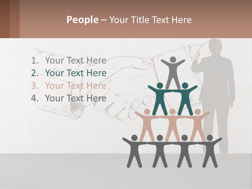 A Man In A Business Suit Standing In Front Of A Wall With A Drawing Of PowerPoint Template