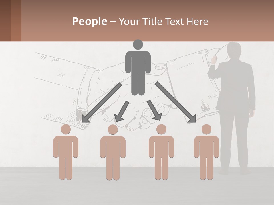 A Man In A Business Suit Standing In Front Of A Wall With A Drawing Of PowerPoint Template