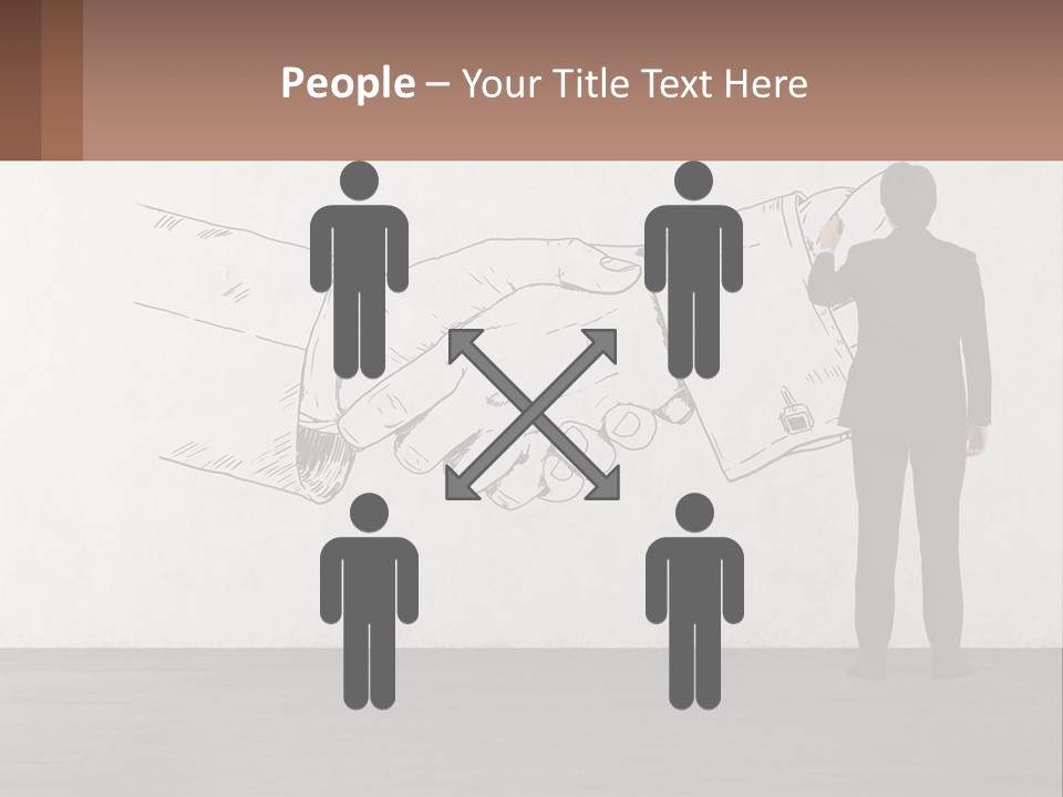 A Man In A Business Suit Standing In Front Of A Wall With A Drawing Of PowerPoint Template