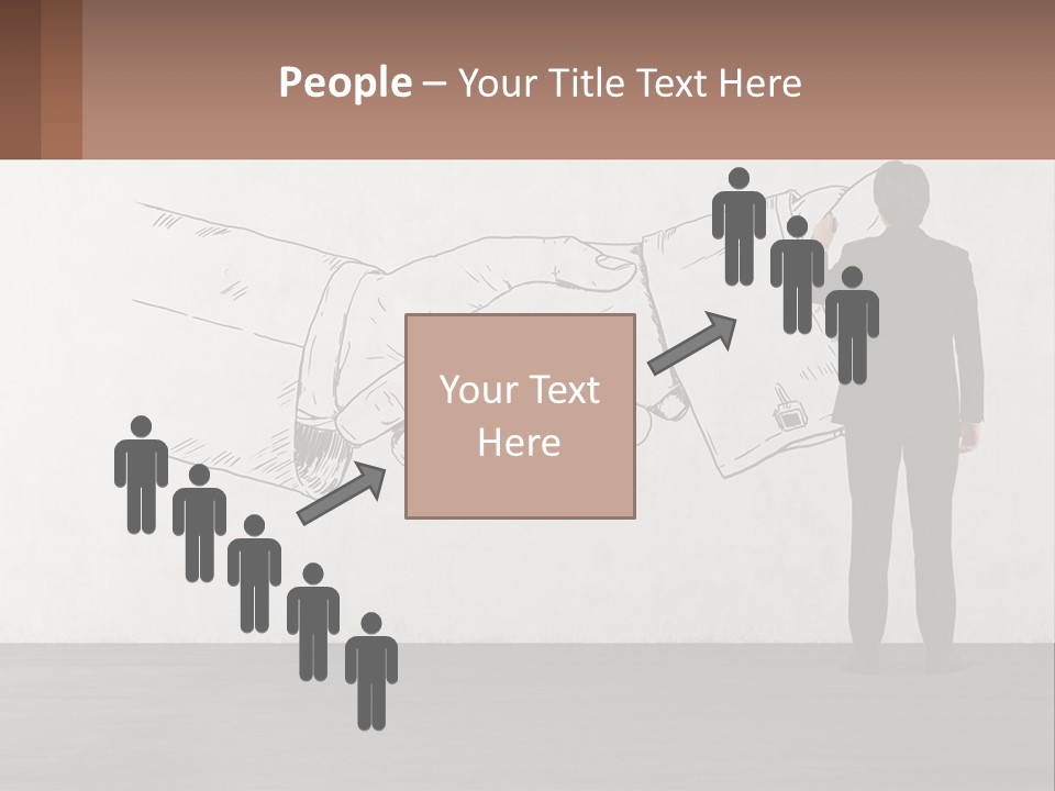 A Man In A Business Suit Standing In Front Of A Wall With A Drawing Of PowerPoint Template