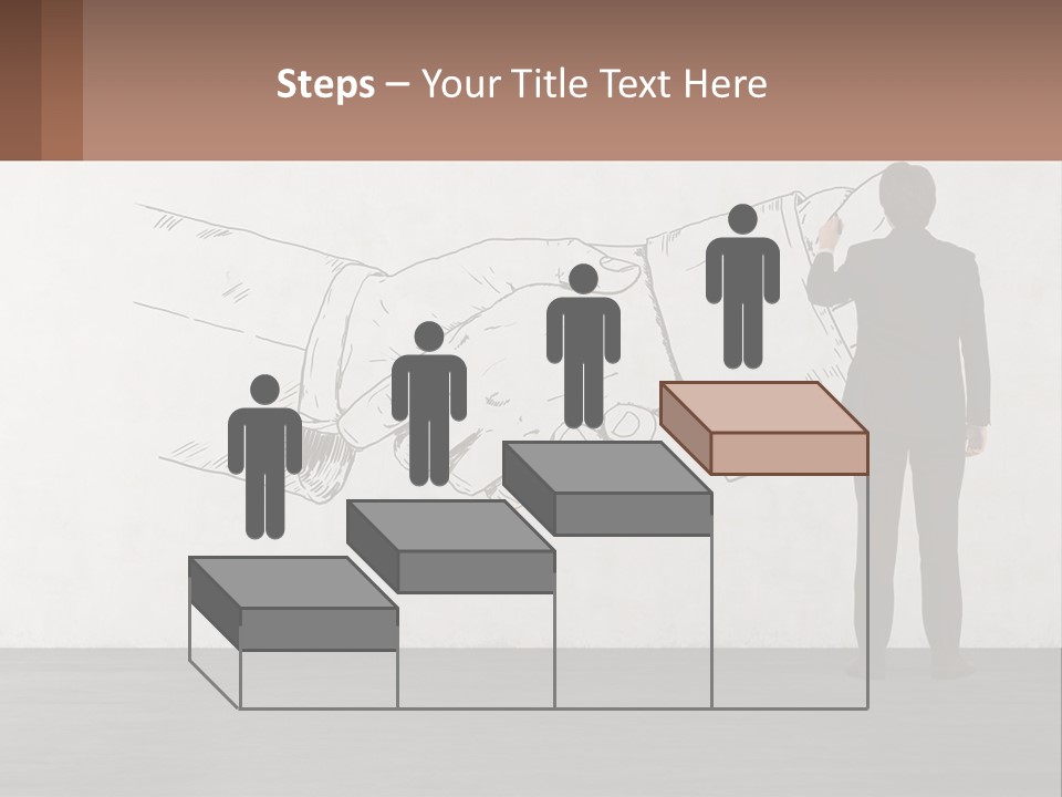 A Man In A Business Suit Standing In Front Of A Wall With A Drawing Of PowerPoint Template