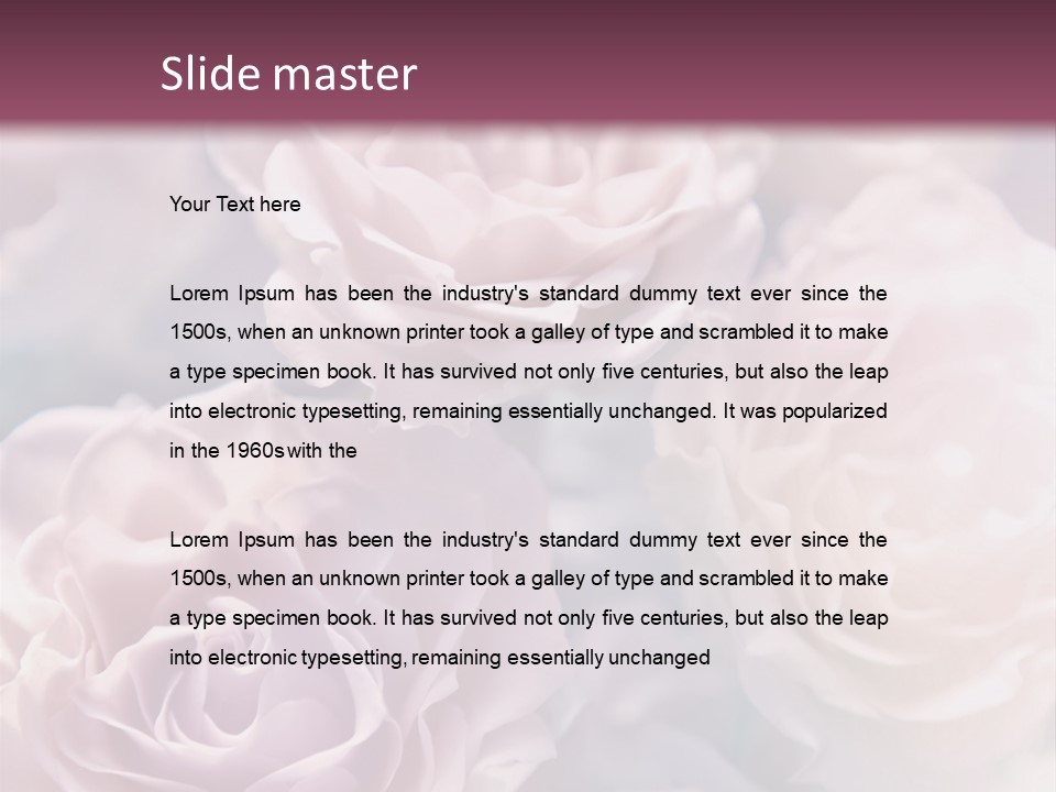 A Bunch Of Pink Roses On A Purple And Blue Background PowerPoint Template