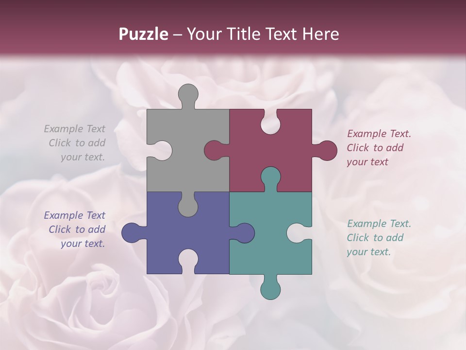 A Bunch Of Pink Roses On A Purple And Blue Background PowerPoint Template