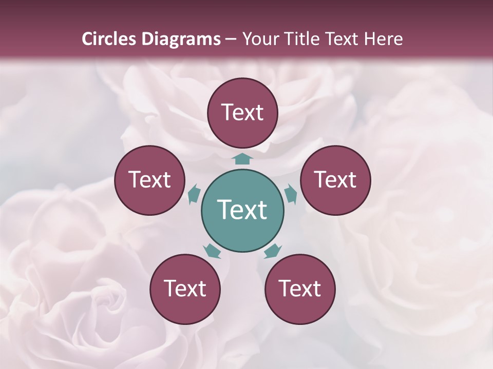 A Bunch Of Pink Roses On A Purple And Blue Background PowerPoint Template