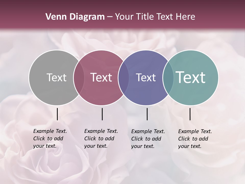 A Bunch Of Pink Roses On A Purple And Blue Background PowerPoint Template
