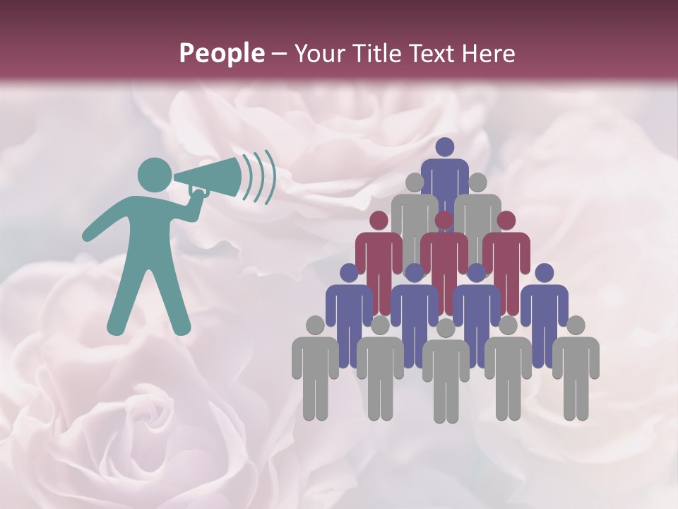 A Bunch Of Pink Roses On A Purple And Blue Background PowerPoint Template