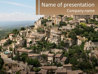 A Village On A Hill With Trees And Bushes PowerPoint Template