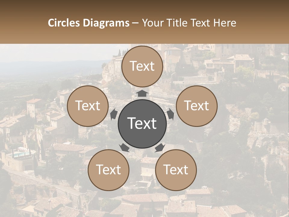 A Village On A Hill With Trees And Bushes PowerPoint Template