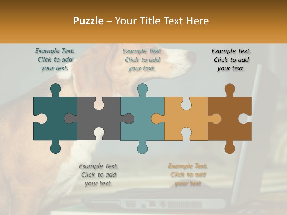 A Dog Sitting In Front Of A Laptop Computer PowerPoint Template