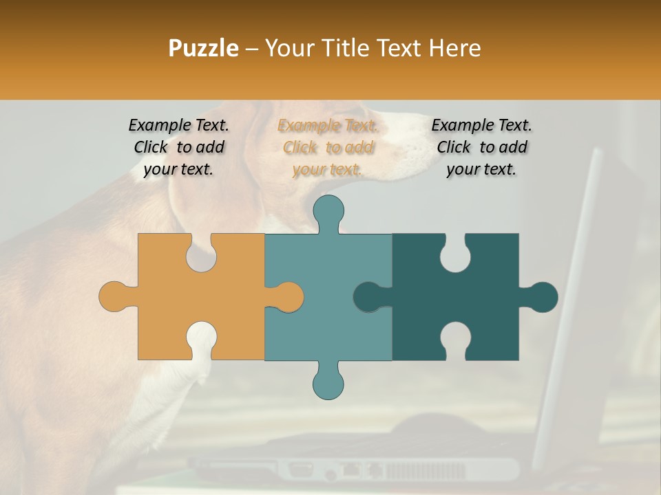 A Dog Sitting In Front Of A Laptop Computer PowerPoint Template