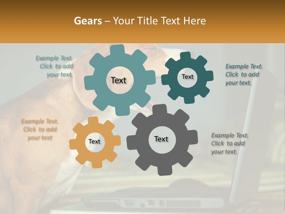 A Dog Sitting In Front Of A Laptop Computer PowerPoint Template