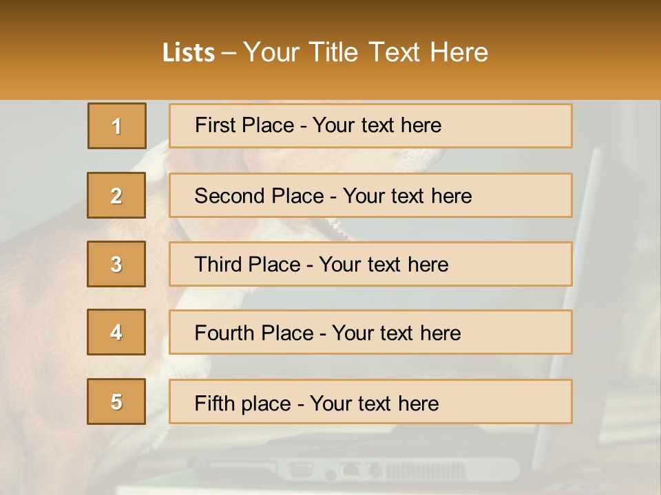 A Dog Sitting In Front Of A Laptop Computer PowerPoint Template