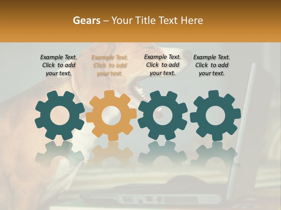 A Dog Sitting In Front Of A Laptop Computer PowerPoint Template