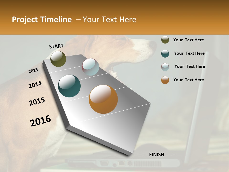 A Dog Sitting In Front Of A Laptop Computer PowerPoint Template