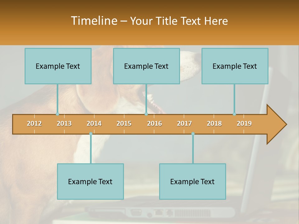 A Dog Sitting In Front Of A Laptop Computer PowerPoint Template