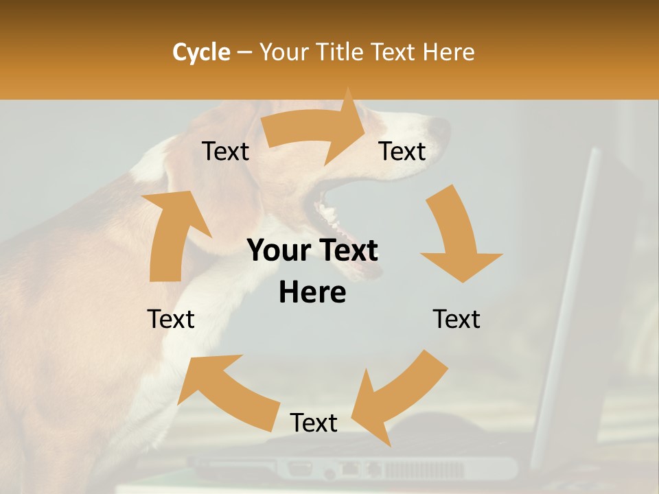 A Dog Sitting In Front Of A Laptop Computer PowerPoint Template