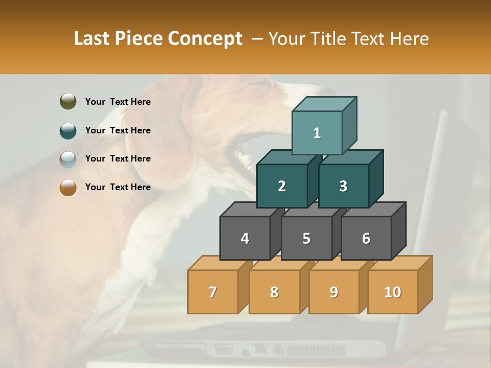 A Dog Sitting In Front Of A Laptop Computer PowerPoint Template